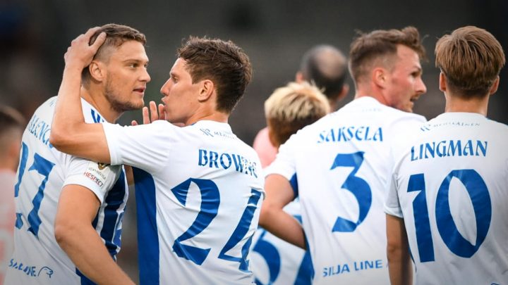 Filip Valenčič, David Browne, Janne Saksela, Lucas Lingman - HJK Helsinki. Photo: © Jussi Eskola