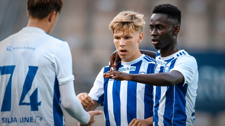 Casper Terho, Saku Heiskanen, Samuel Anini jr - HJK Klubi 04. Photo: © Jussi Eskola